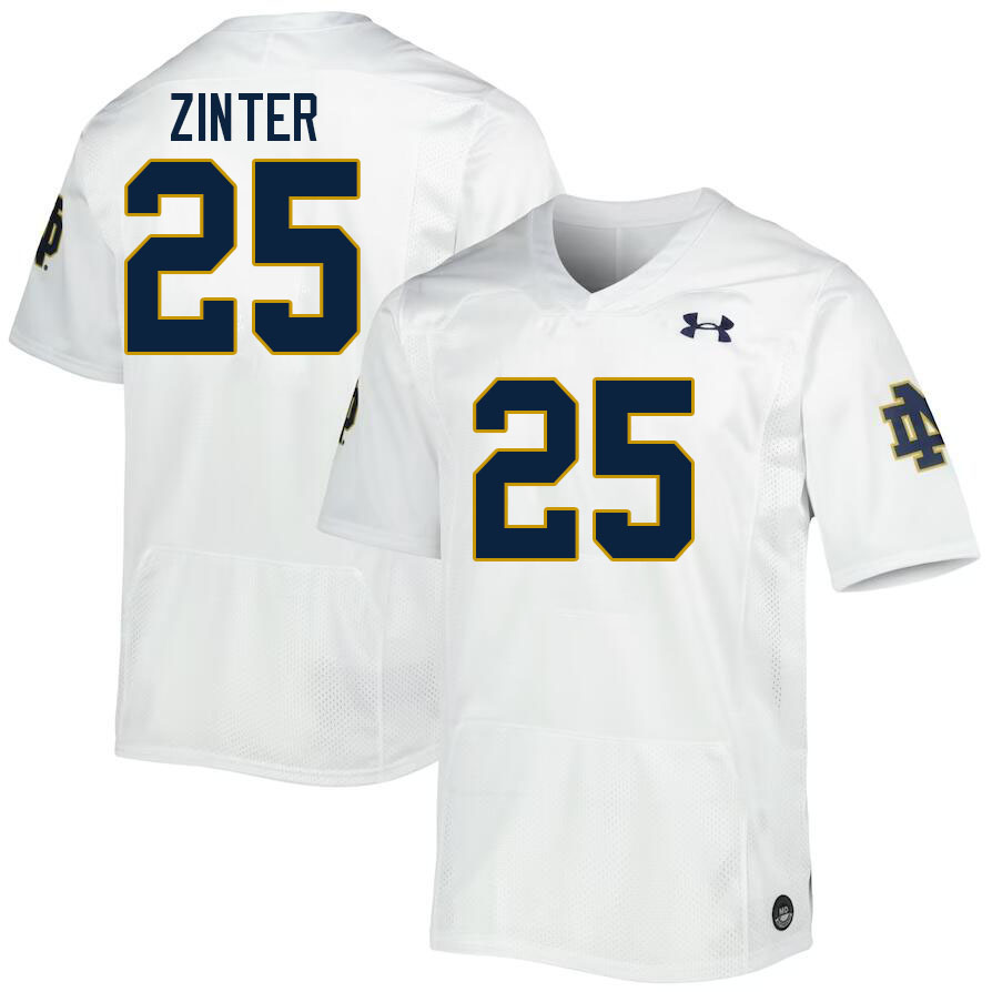 Men #25 Preston Zinter Notre Dame Fighting Irish College Football Jerseys Stitched-White